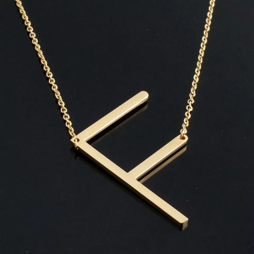 "Lucy" Letter F Gold Single Inital Necklace